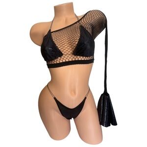 Black Asymmetrical Mesh Bralette